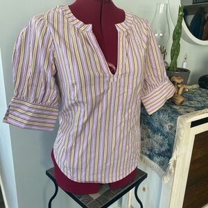 Maeve Pink and Yellow Striped Blouse